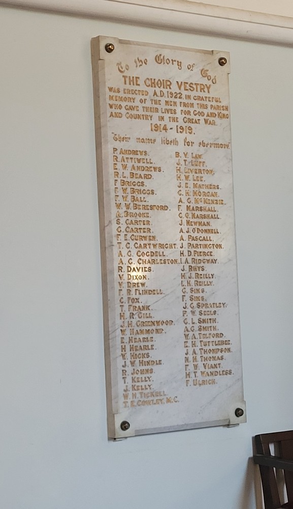 Memorials and Rolls of Honour St John's Church #7
