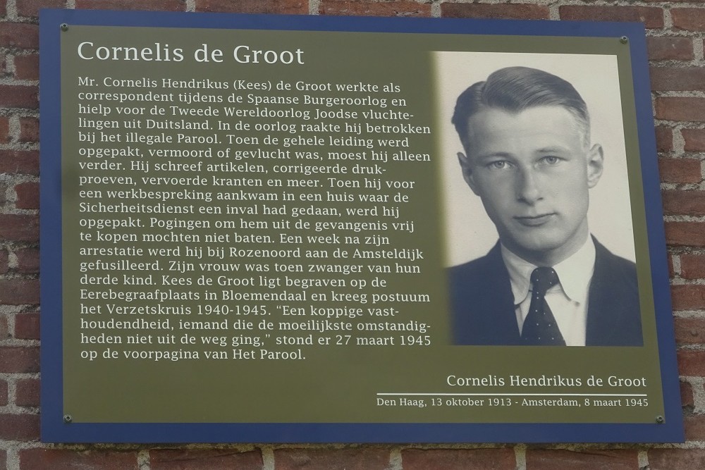 Memorial Plates Slotermeer Cornelis de Grootpad