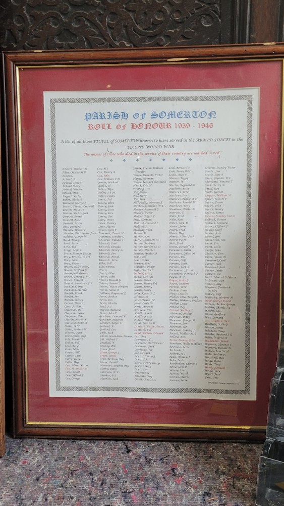 Rolls Of Honour St Michael & All Angels Somerton #5