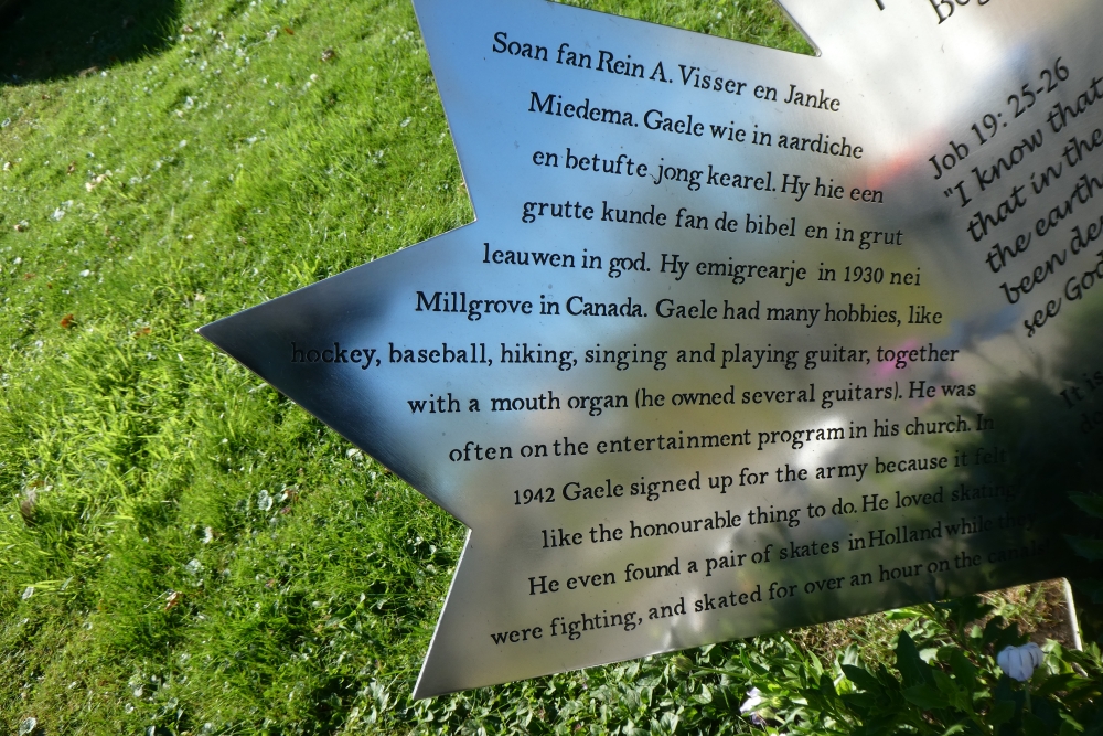 Memorial Private Gaele Visser Dutch Reformed Cemetery Haskerhorne #4