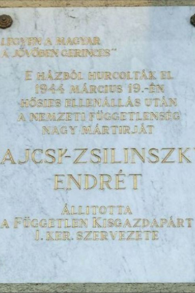Plaquette Bajcsy-Zsilinszky Endrét