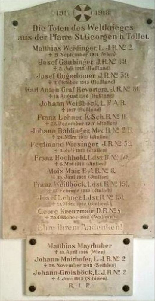 War Memorial Parish of Sankt Georgen bei Tollet