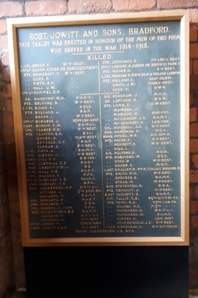 War Memorial Robert Jowitt & Sons #1