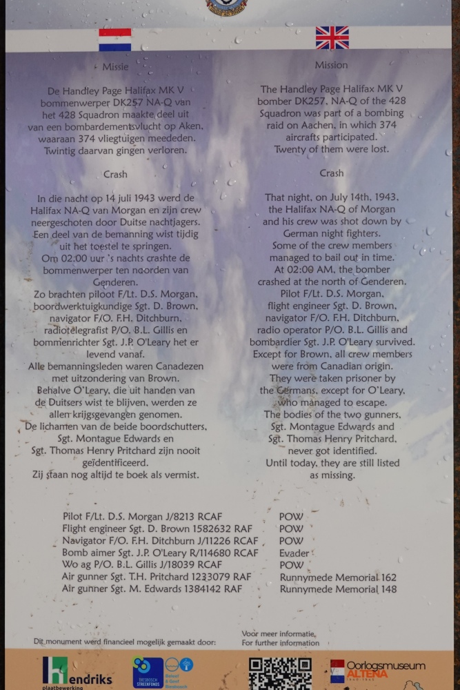 Memorial Handley Page Halifax MK V bommenwerper DK257 NA-Q #4