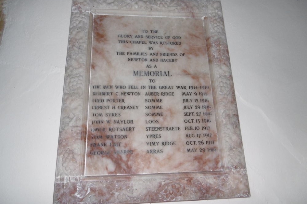 Oorlogsmonument Newton en Haceby