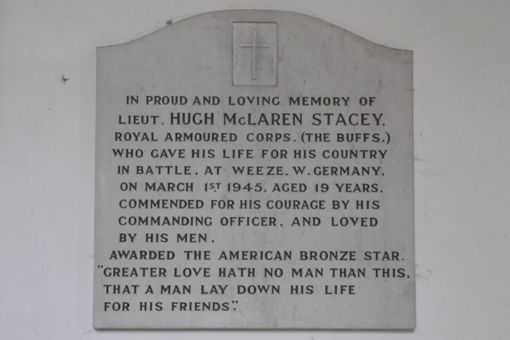 Plaquette Lt. Hugh McLaren Stacey