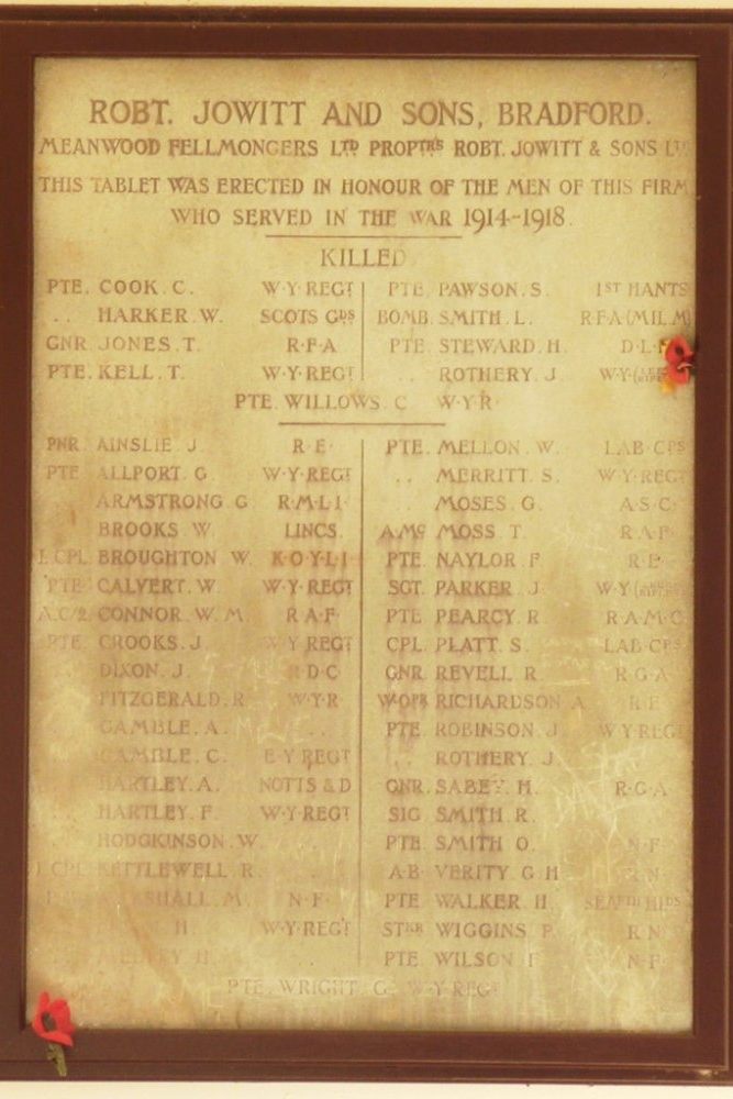 War Memorial Robt. Jowitt and Sons