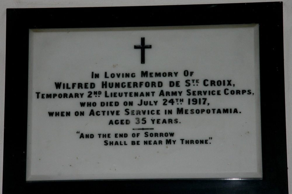 Plaquette Wilfred Hungerford De Ste Croix