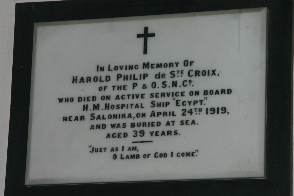 Plaquette Harold Philip De Ste Croix