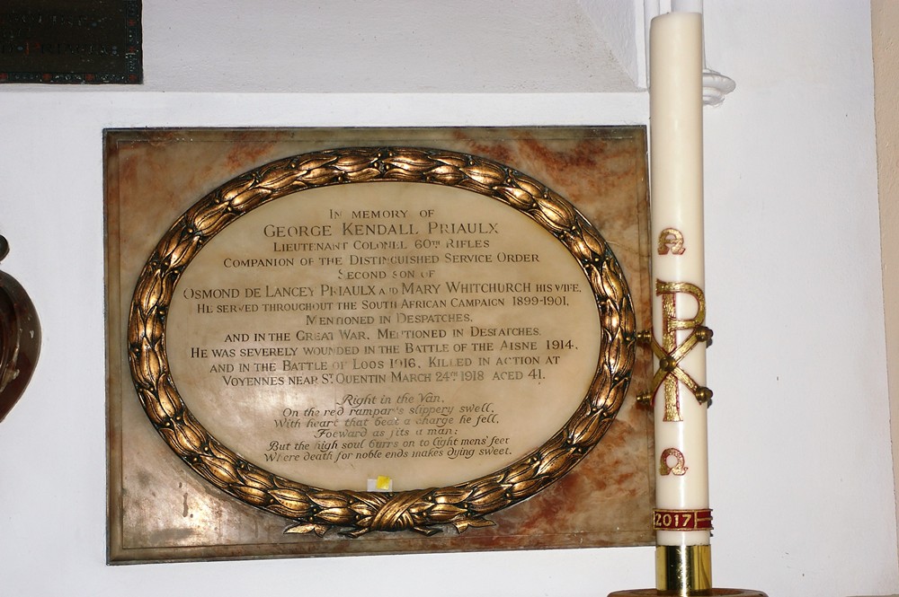 Plaquette Lt. Col. George Kendall Priaulx #1