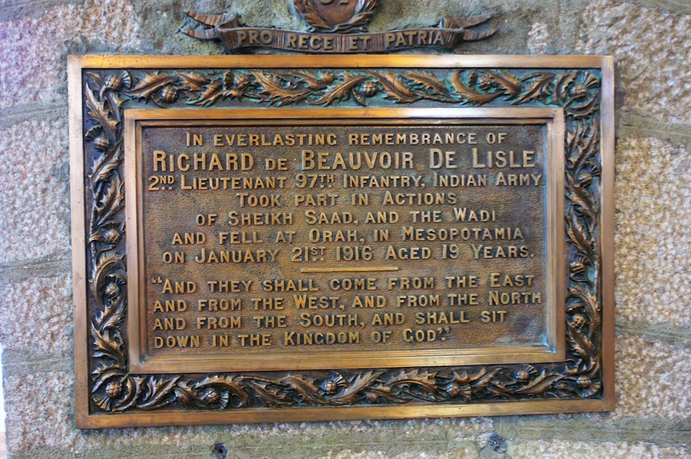 Plaque 2nd Lt. Richard De Beauvoir De Lisle #1