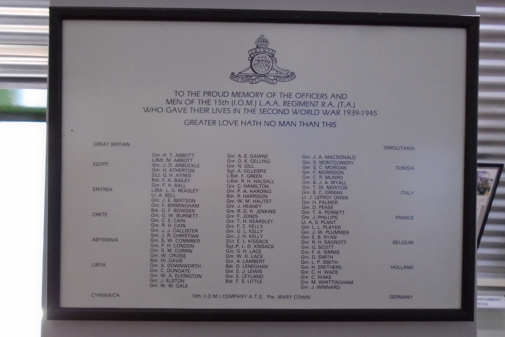 Oorlogsmonument 15th Isle Of Man Light Anti-Aircraft Regt. #1