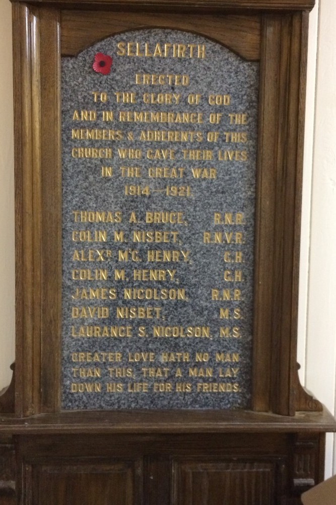 Oorlogsmonument Parochie van Sellafirth