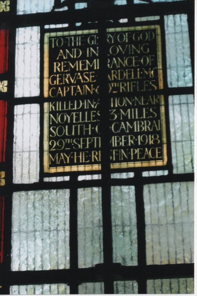 Remembrance Window Captain Gervase Fardell MC #1