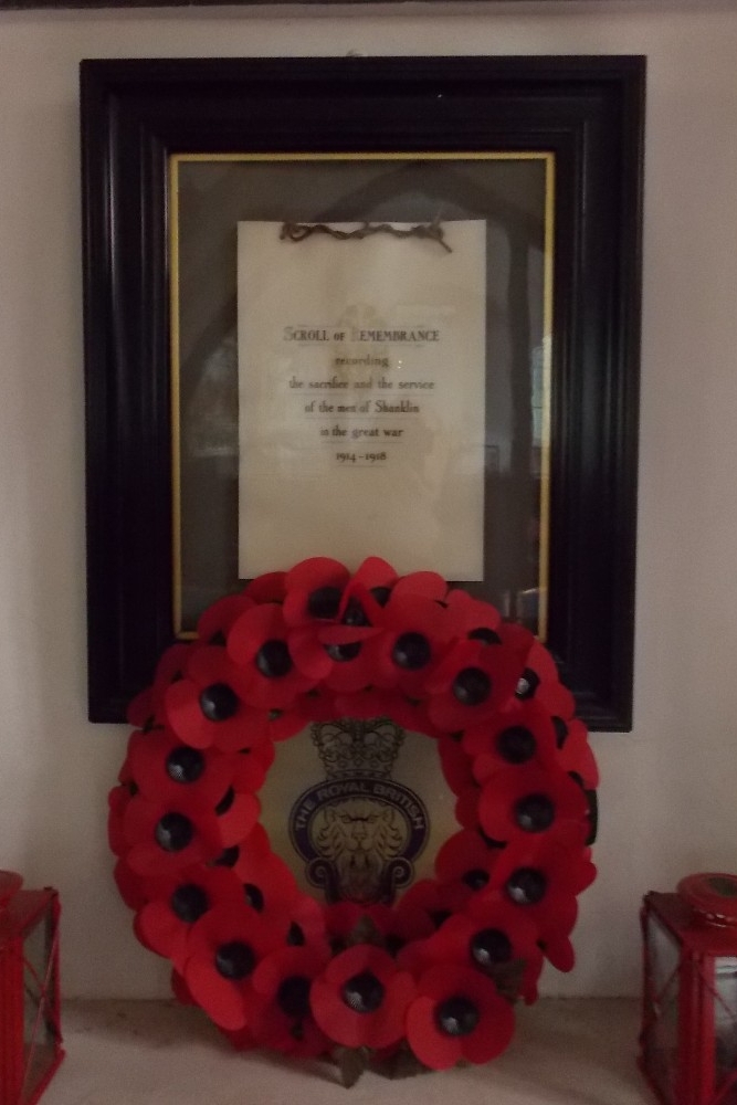 Shanklin World War I Scroll of Remembrance