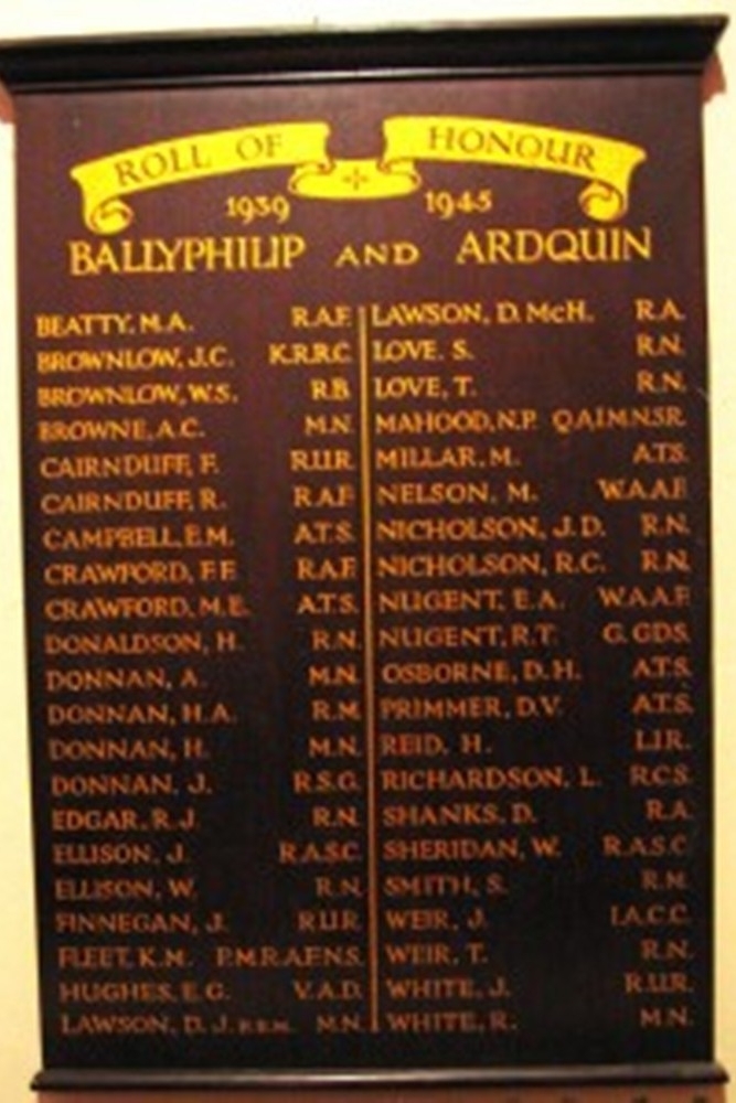 Roll of Honour Ballyphillip and Ardquin