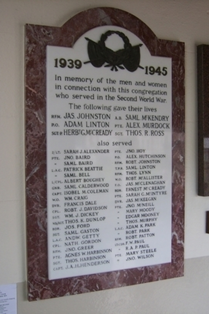 World War II Memorial Killymurris Presbyterian Church #1