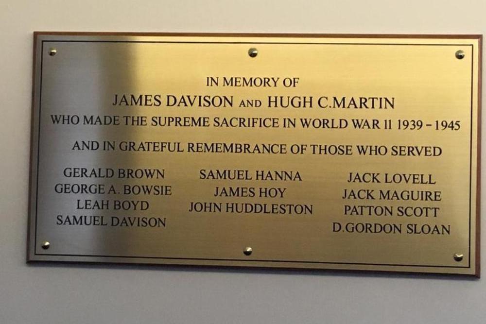 World War II Memorial Carryduff Presbyterian Church