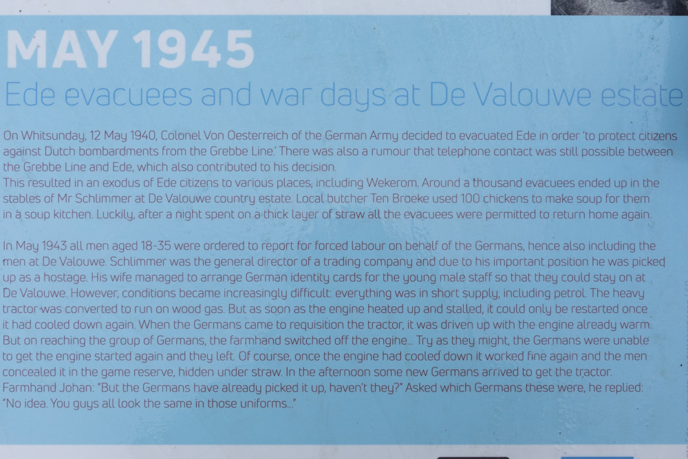Information Sign Ede Ecacuees and War dDays at Valouwe Estate #3