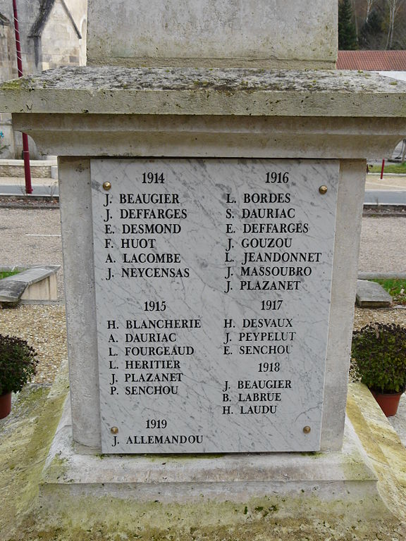 Oorlogsmonument Manzac-sur-Vern