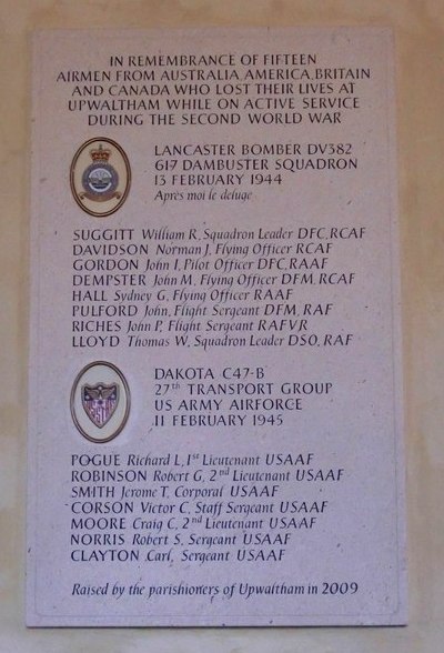 Memorial Crashes Upwaltham Church #1