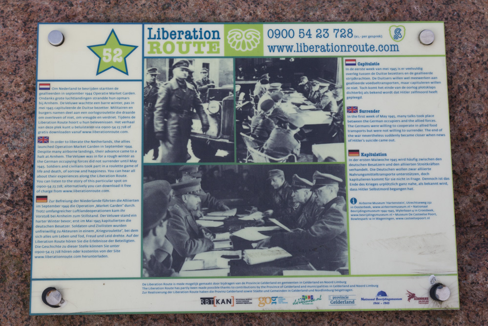 Liberation Route Marker 052: The German capitulation in Wageningen