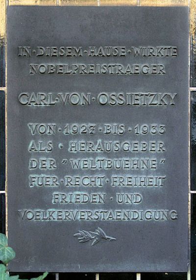 Plaque Carl von Ossietzky