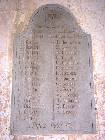 Oorlogsmonument Kerk Tatinghem