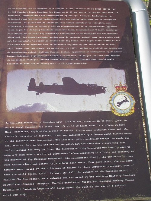 Information Board Crash Lancaster Bommenwerper DS831/QO-N Leeuwarden #5