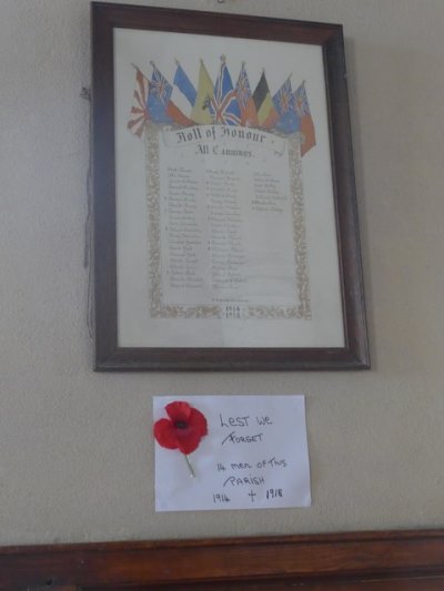 Roll of Honour All Saints Church