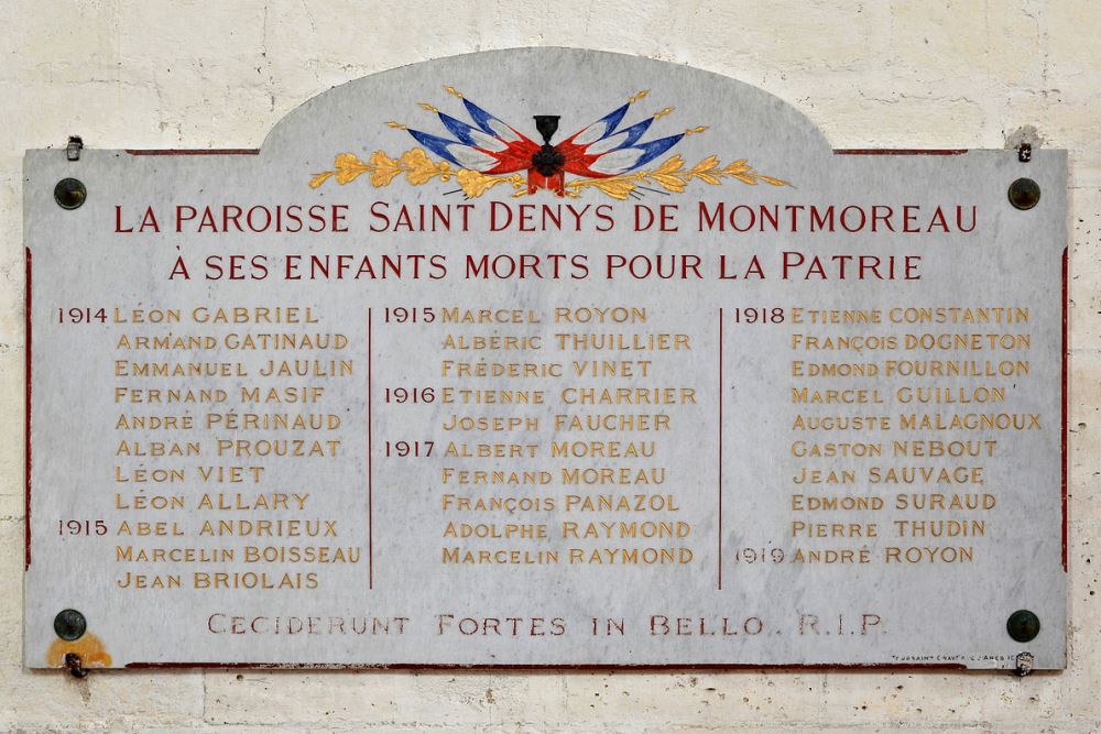 Monument Eerste Wereldoorlog Parochie van Saint Denys de Montmoreau #1