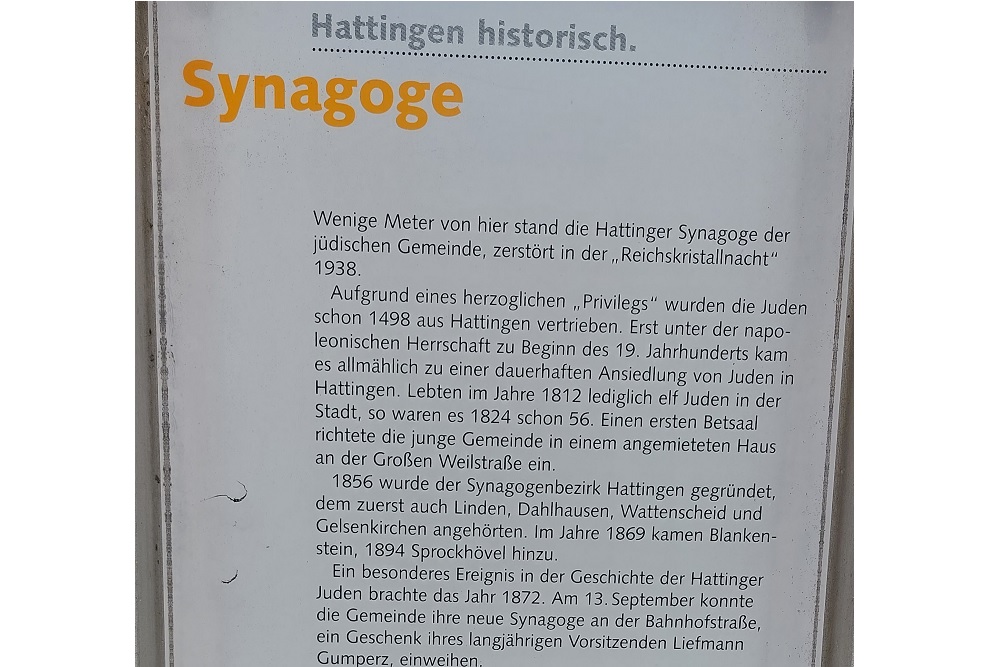Monument Former Synagogue Hattingen #4