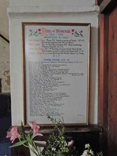 Roll of Honour Hempstead Church #1