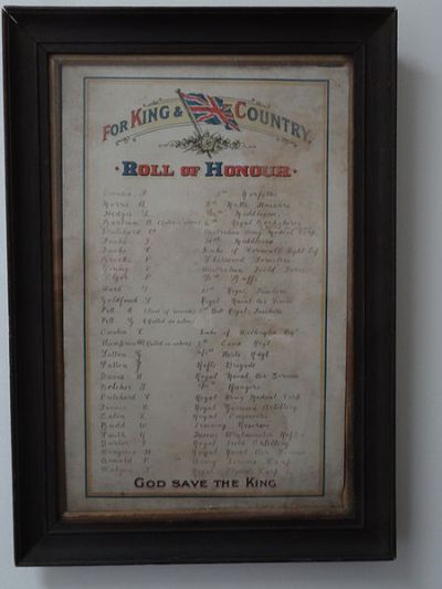 Roll of Honour Newington Green Unitarian Church #1