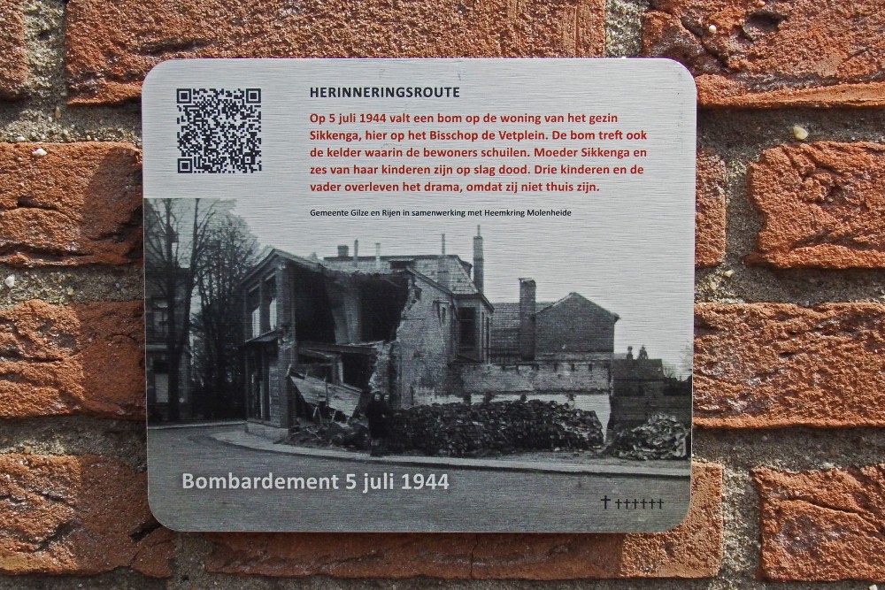 Herinneringsroute Tweede Wereldoorlog Bombardement 5 juli 1945 Bisschop de Vetplein Gilze #1