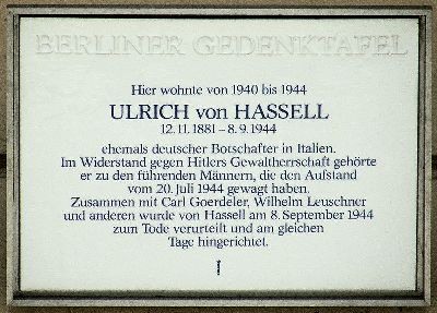 Plaque Ulrich von Hassell #1