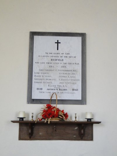 War Memorial Bedfield Church