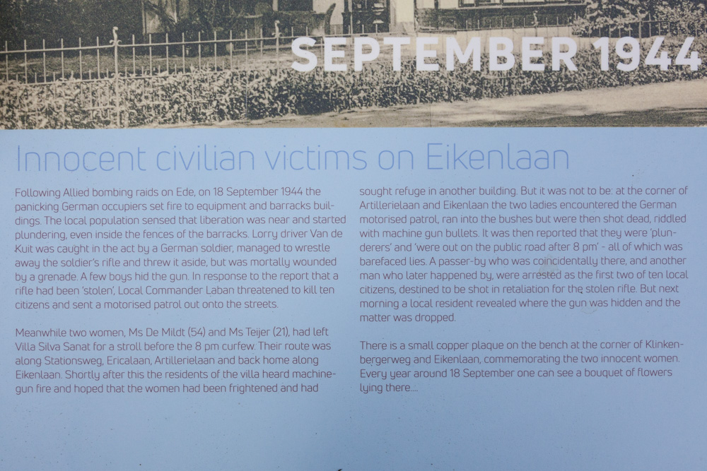 Memorial Bench & nformation Sign Civilian Victims Einkelaan #5