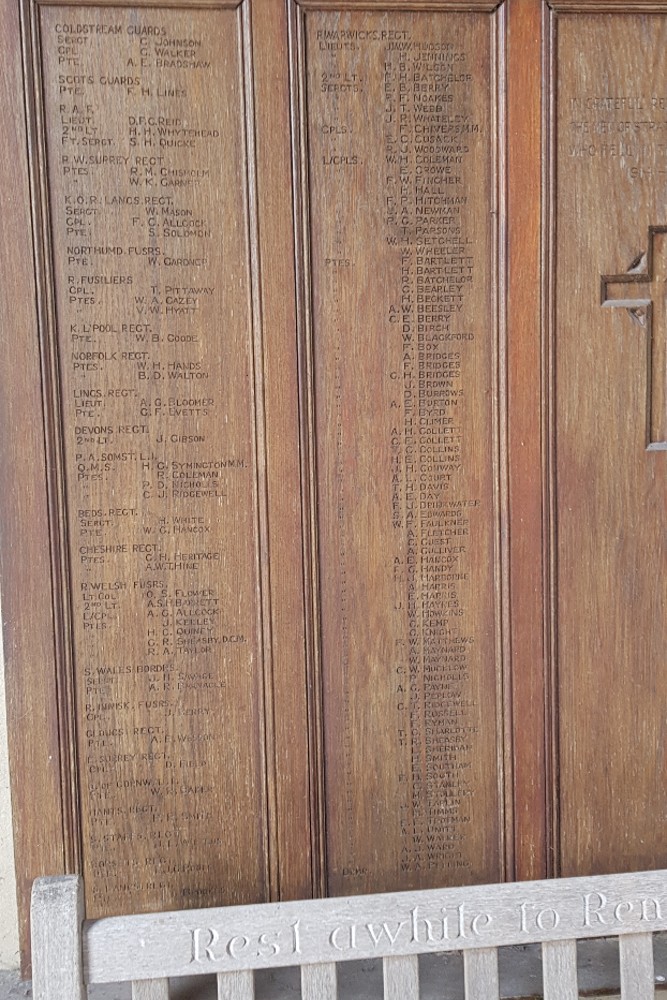 Roll of Honour Stratford upon Avon Cemetery #2