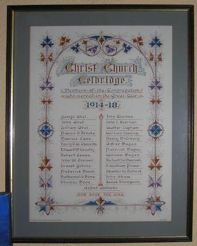 Roll of Honour Christ Church