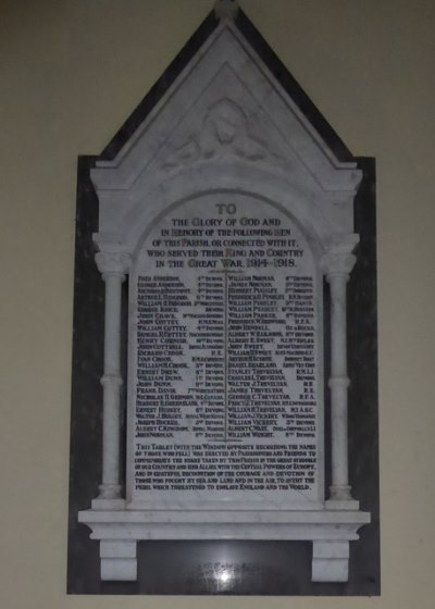 Roll of Honour Uplowman Church