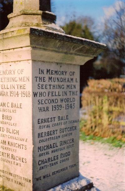 War Memorial Mundham and Seething