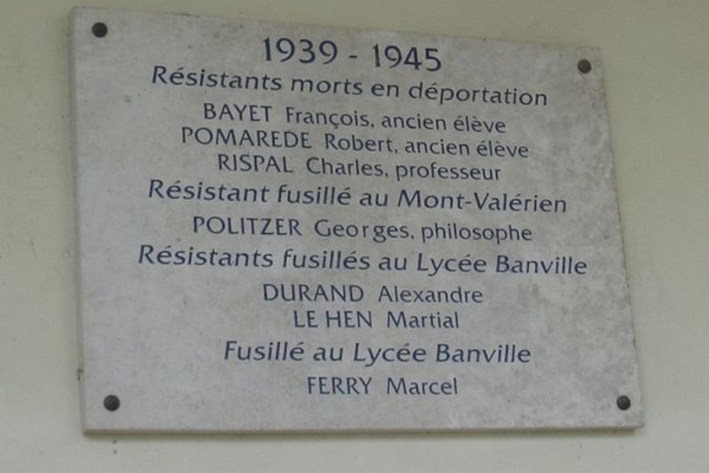 Monument Omgekomen Verzetsstrijders Lycée Théodore-de-Banville