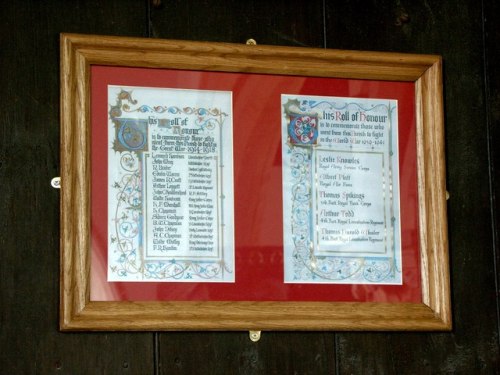 Roll of Honour St. Benedict Church Haltham