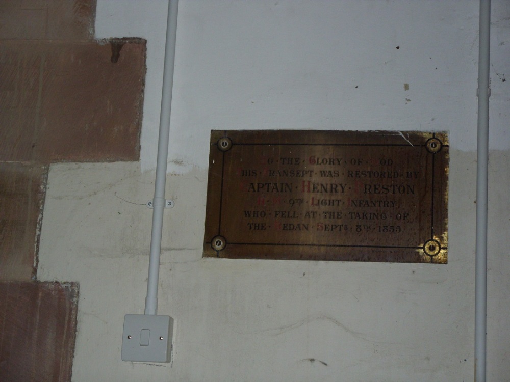 Monument Henry Preston St Columba's Church Warcop