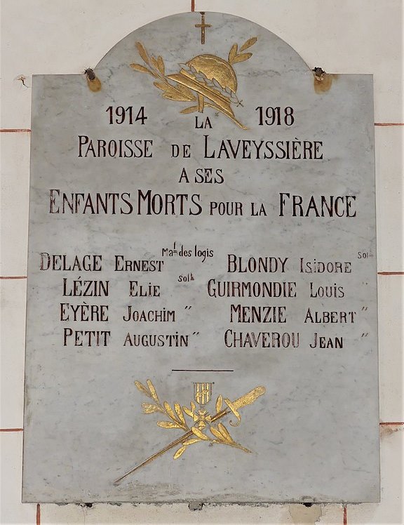 Monument Eerste Wereldoorlog Parochie van Laveyssière
