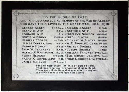 World War I Memorial Aldeby Church #1