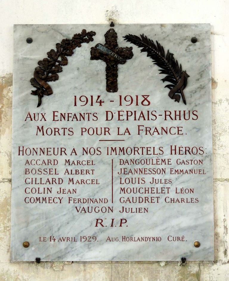 World War I Memorial Épiais-Rhus #1