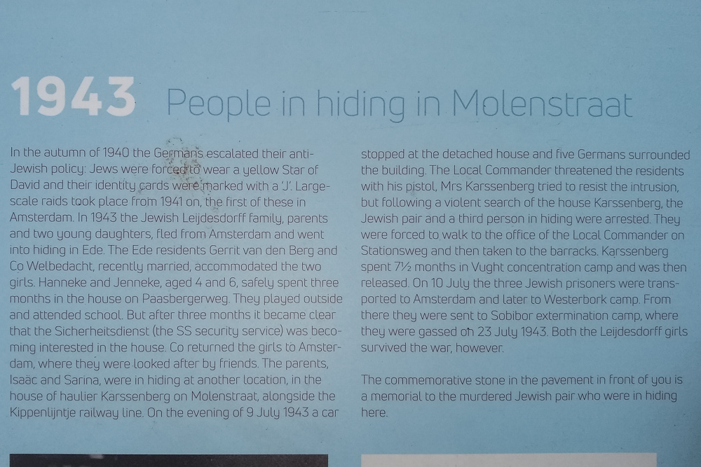 Information Sign People in hiding in Molenstraat #3