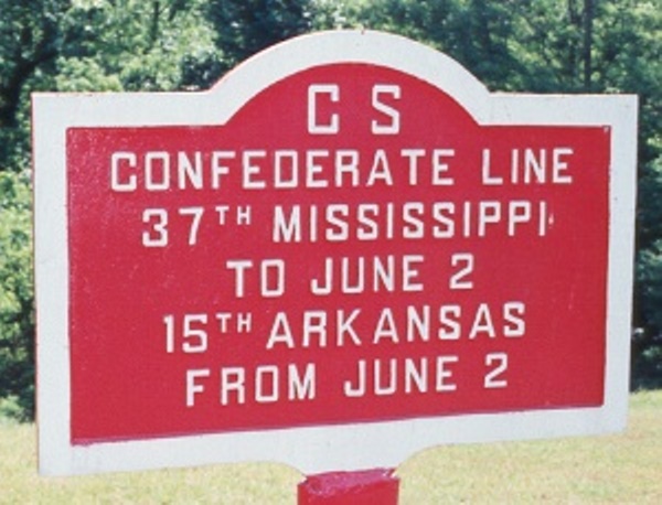 Positie-aanduiding 37th Mississippi en 15th Arkansas Infantry (Confederates)